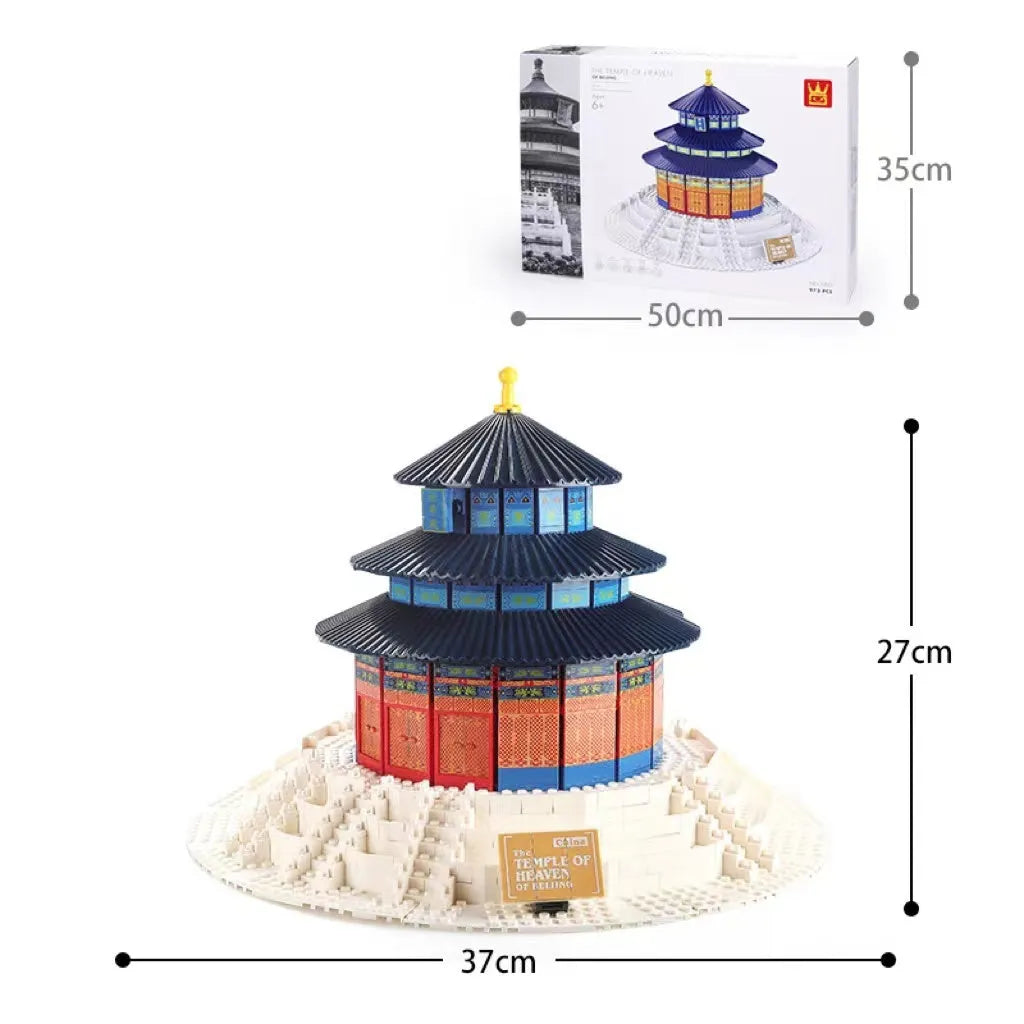 Wange plastic building block set with over 800 pieces for constructing landmark models including Big Ben and the Statue of Liberty.