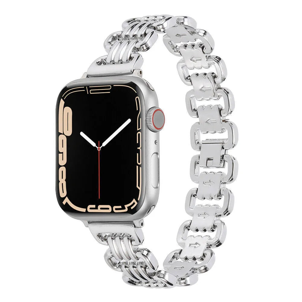Alloy metal Apple watch bracelet in silver, black, gold, rose gold and starlight colour options