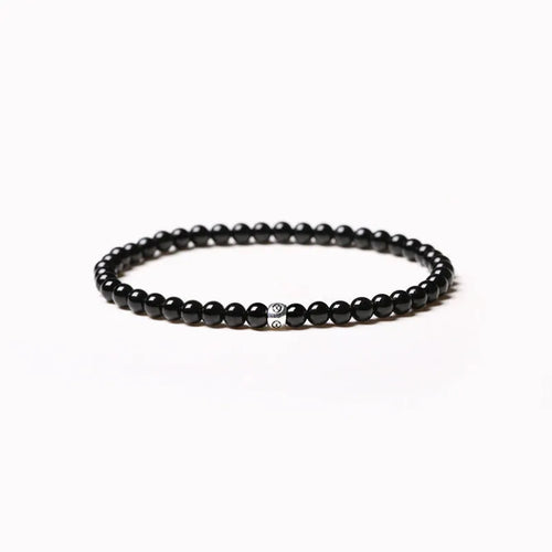 Black agate obsidian blue san stone bracelet geometric design electroplated finish