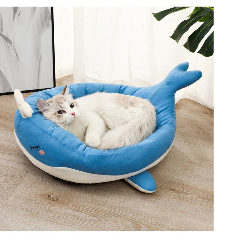 Duck shape pet bed sofa for small dogs and cats in blue or white colours