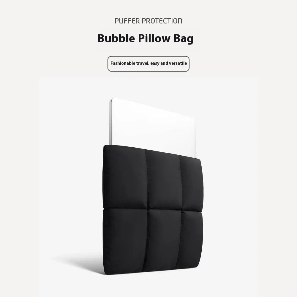 Soft fluffy polyester laptop sleeve in retro style with sewing thread detailing for 13 to 15.6 inch devices