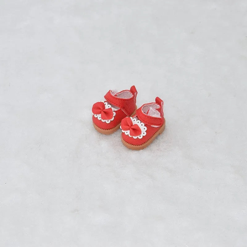17cm doll replacement shoes in PU polyurethane material showing 3.5cm to 3.8cm height options including boots, leather shoes, and high heels