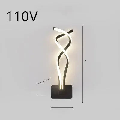 Minimalist Nordic-style LED wall lamp mounted on a wall, shown in a black finish with a soft glow.