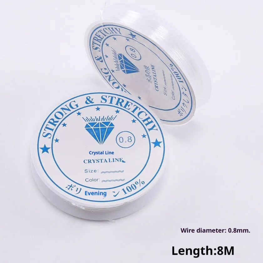 Transparent white crystal fishing line elastic cord reel for jewellery making and craft projects