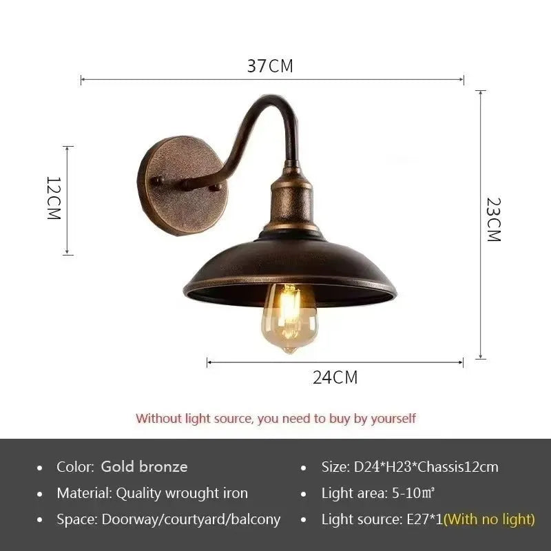 Retro villa courtyard wall lamp in copper or silver finish with modern simplicity design