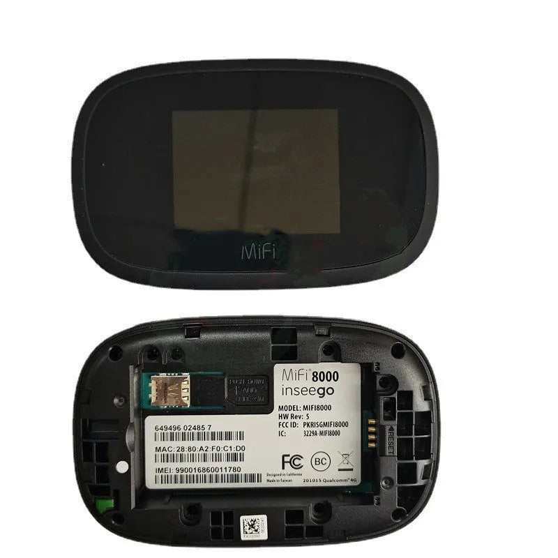Mifi8000 black portable 4G wireless router showing compact design with dual-core processor for mobile internet