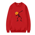 Women's printed long sleeve crew neck casual top in polyester cotton blend on a hanger.