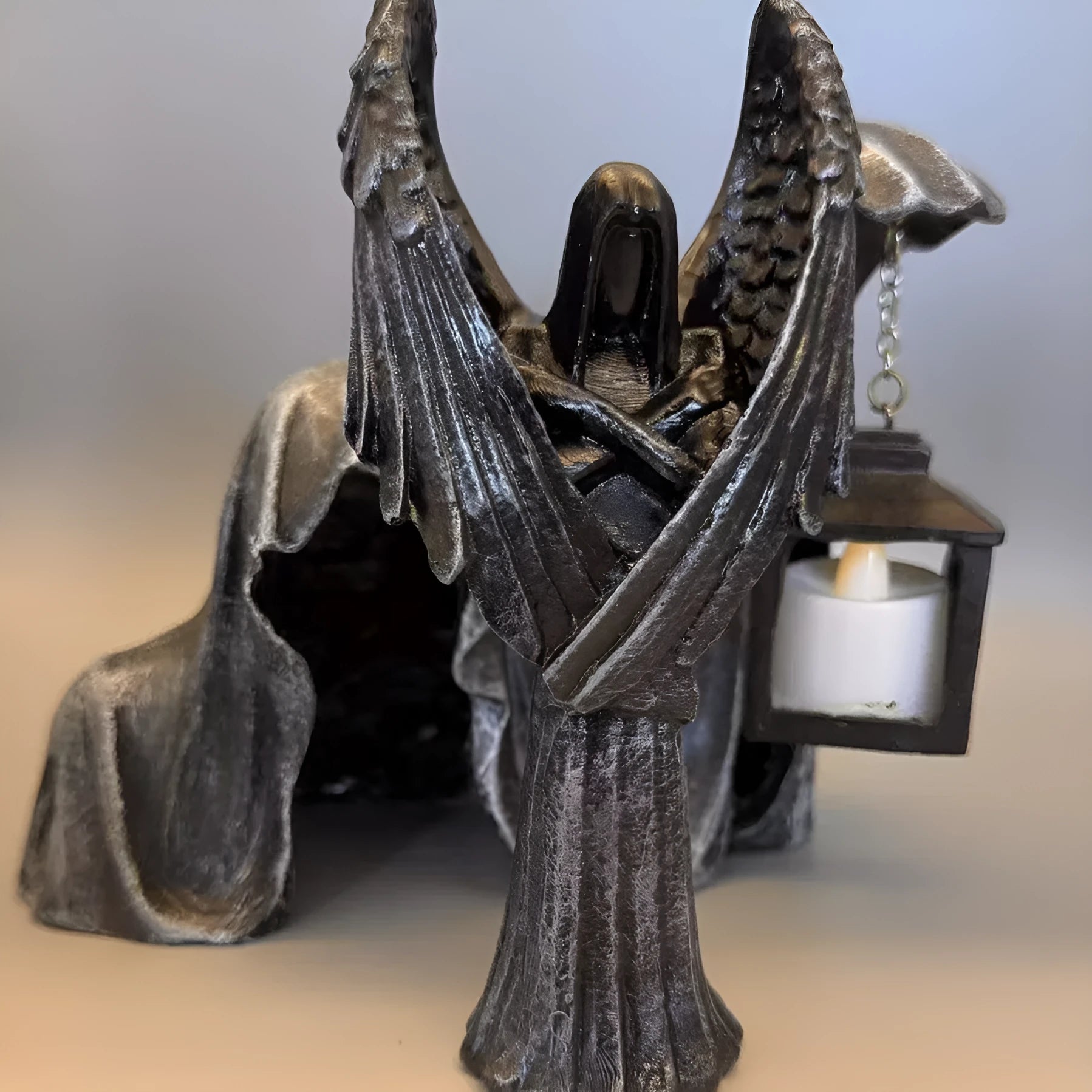 Dark Angel resin statue ornament with detailed sculptural elements measuring 6.5x5x17cm