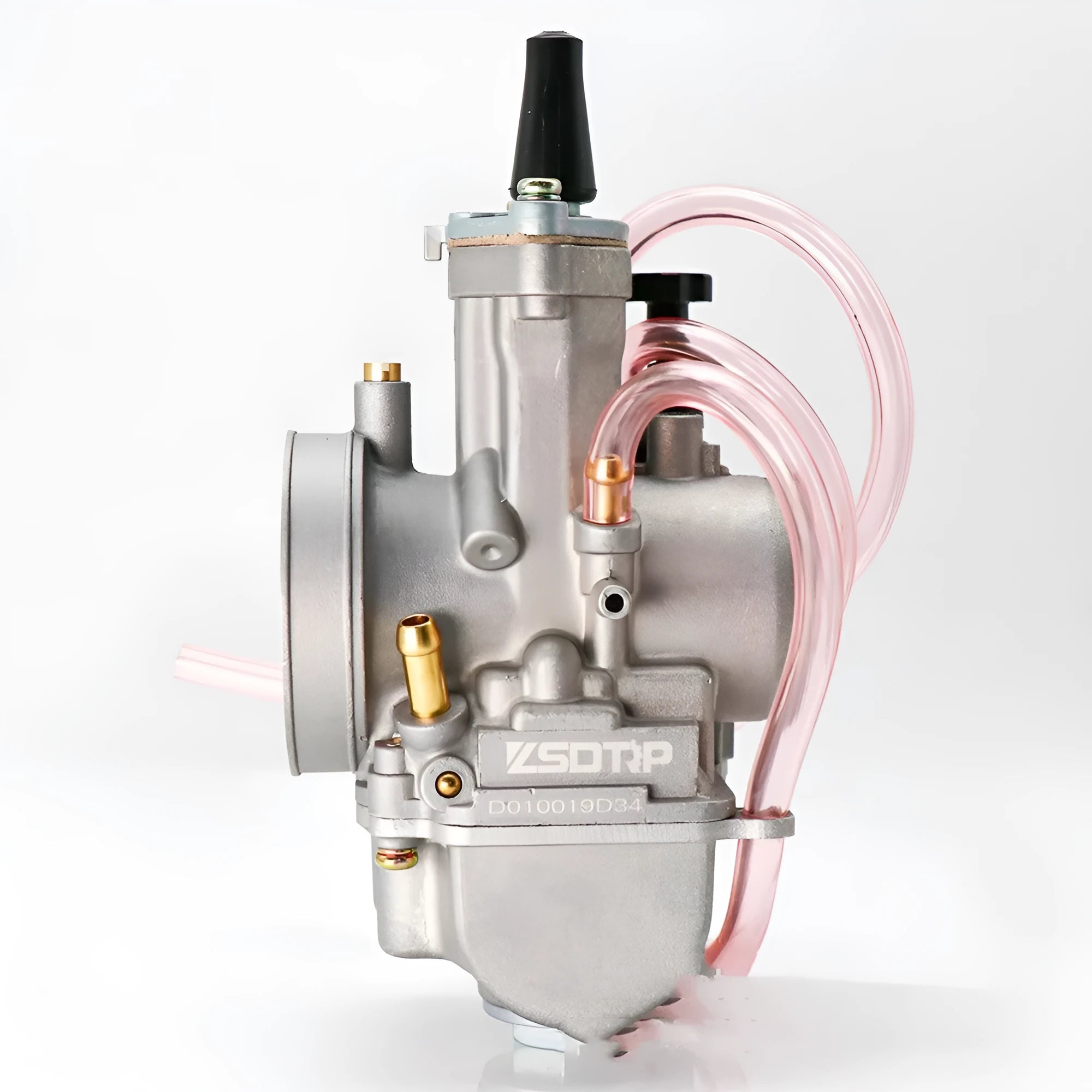Sandblasted PWK motorcycle carburetor kit with size options from 21mm to 34mm bore.