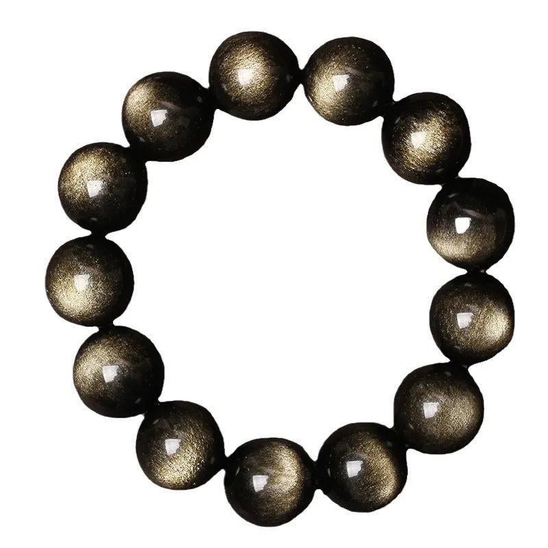 Hand-woven obsidian couple bracelet set with crystal beads in ethnic style design