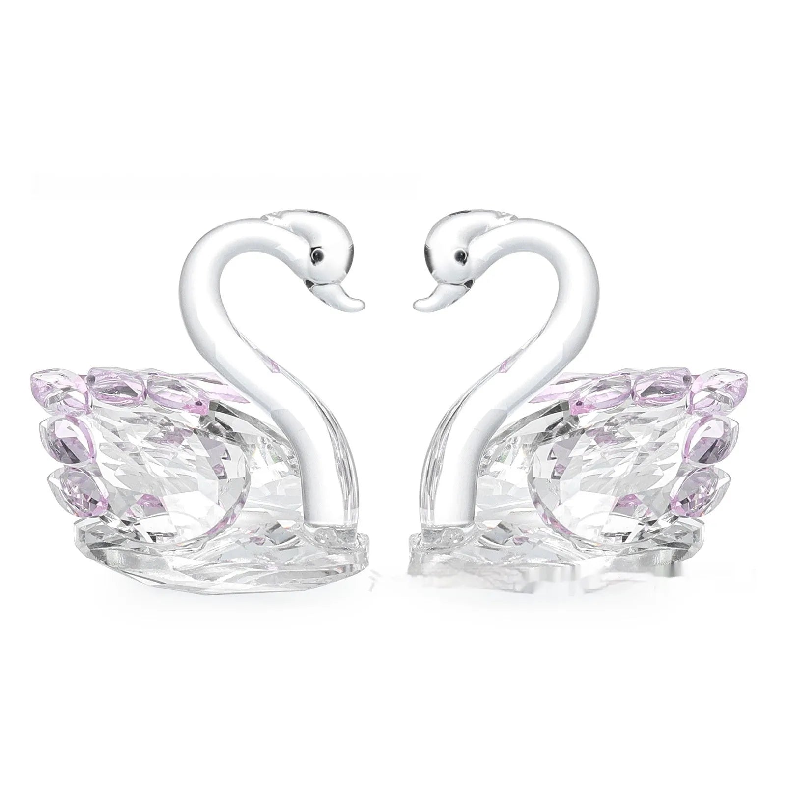 White crystal swan desktop ornament in red, blue, pink, or violet, showing solid head and empty pipe styles.