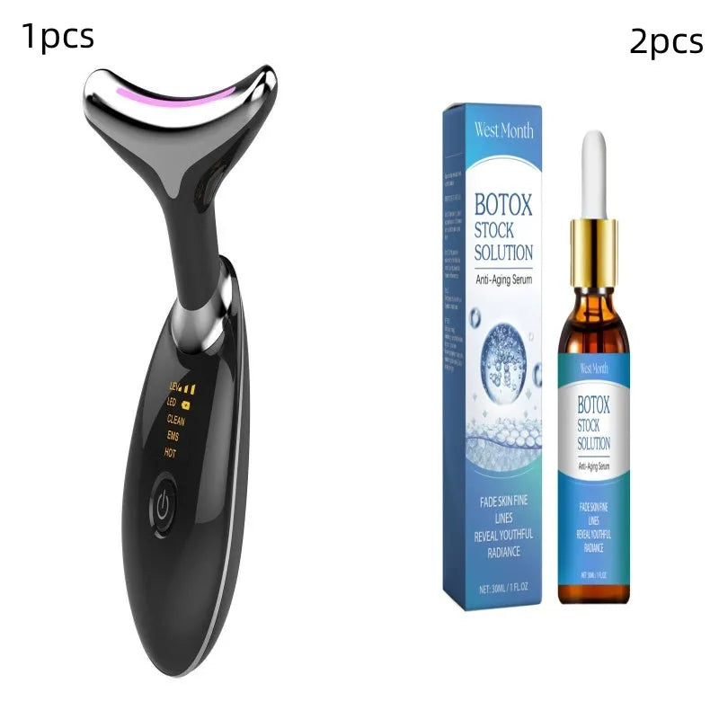 EMS thermal neck massager with LED lights for facial skin rejuvenation