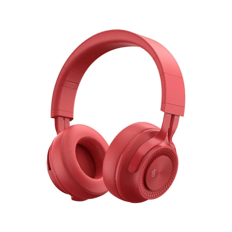 Red sports wireless Bluetooth headset showing power display, for calls and music with 18h battery.