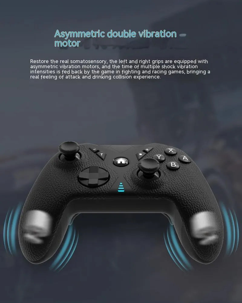 Black wireless game controller with leather pattern grip for Nintendo computer and mobile phone gaming