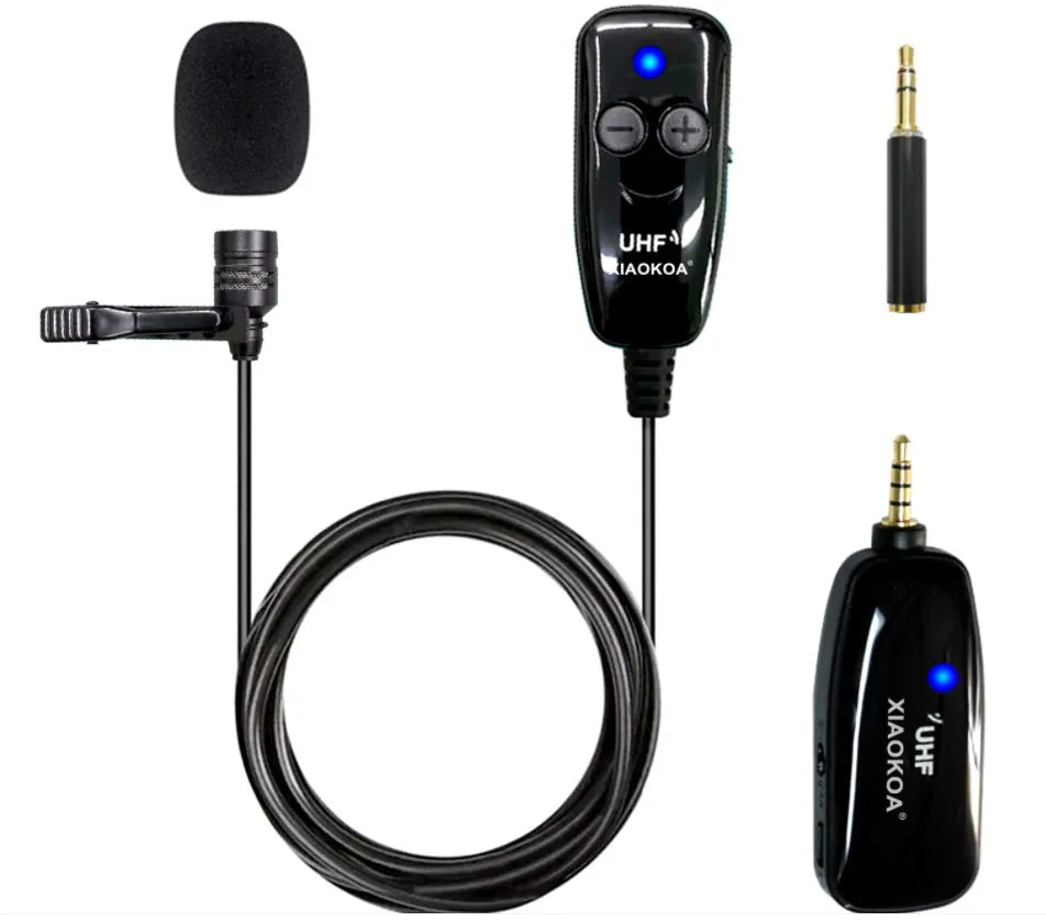 Black mobile phone lavalier microphone with 3.5mm plug for clear voice recording