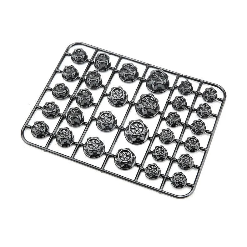 Set of 30 coloured ABS plastic motorcycle screw covers for engine customisation.