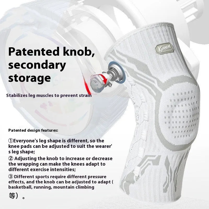 Adult sports knee pads in grey-white, sizes M L XL, for basketball running football badminton.