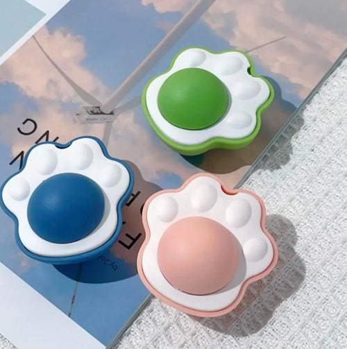 Four colourful catnip balls with textured surfaces for dental cleaning and interactive play