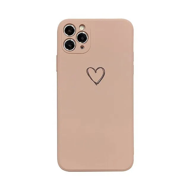Silicone TPU back cover case for iPhone in solid colours like black, pink, and green on a white background.