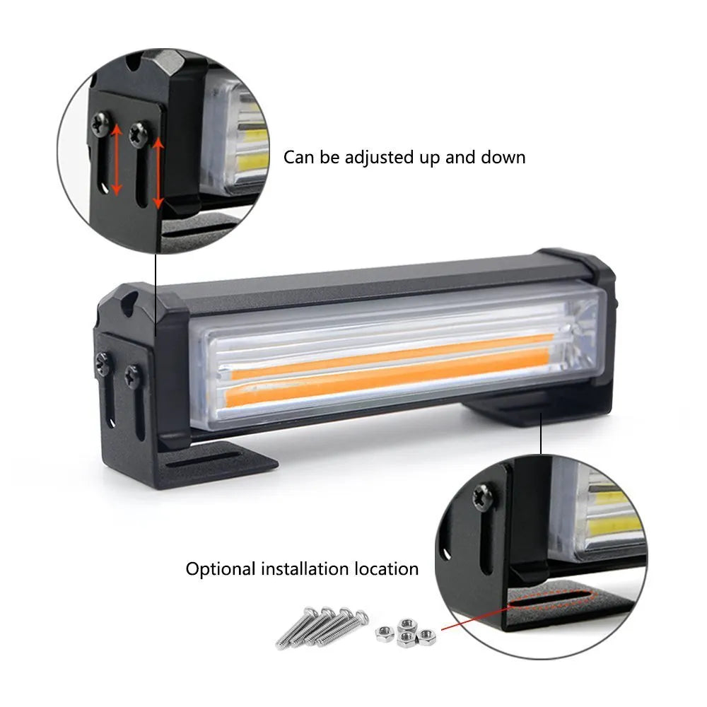 Yellow 160mm diameter vehicle warning light with COB LED and aluminium alloy housing