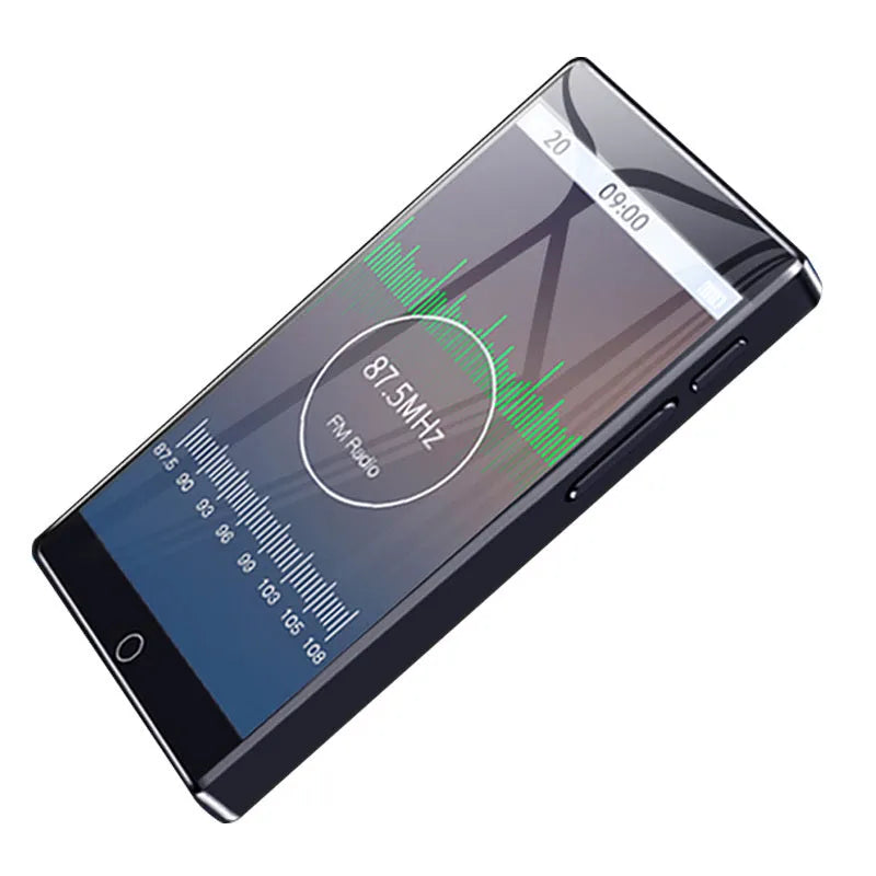 Black Ruizu H1 portable media player with 4-inch touch screen showing media playback interface