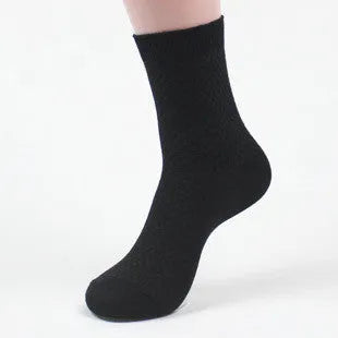 Men's bamboo fibre business socks with small square pattern in five colour options.