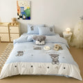 Cute Schnauzer dog cartoon design thickened cotton bedding set with quilt cover, sheet, and pillowcases