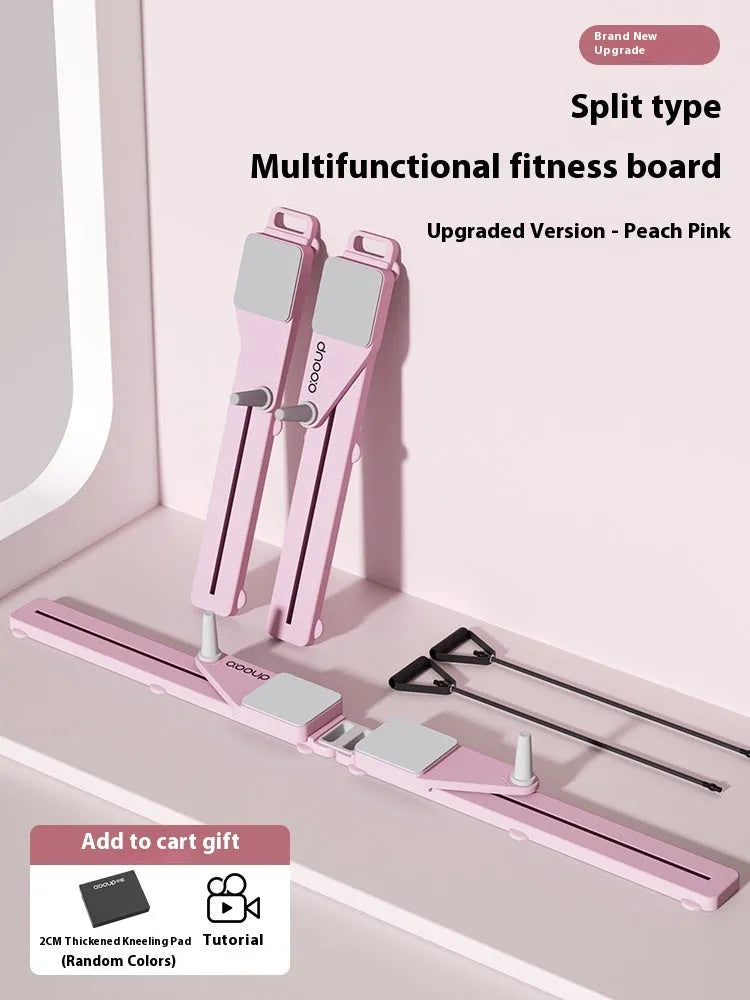 A purple split multifunctional skiing machine trainer for home fitness on a floor.