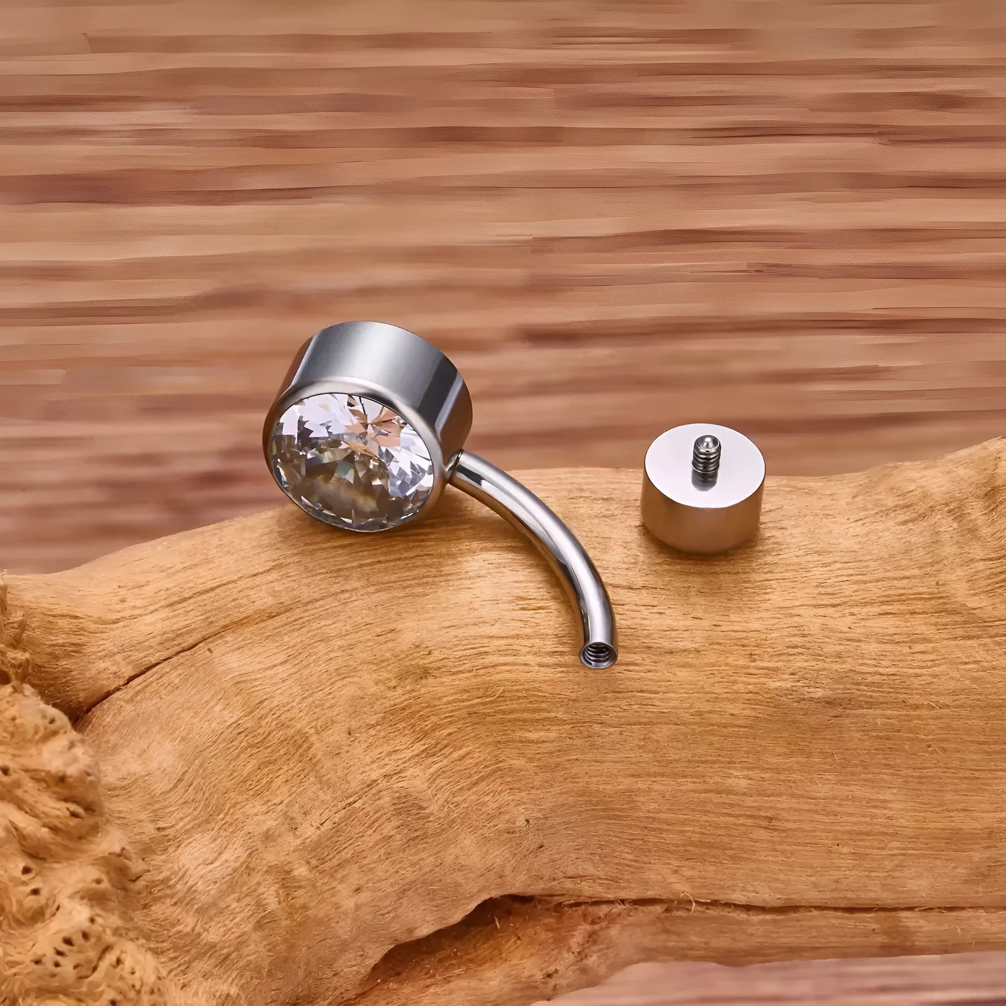 Titanium alloy double-headed zircon navel stud with internal thread in multiple colour options