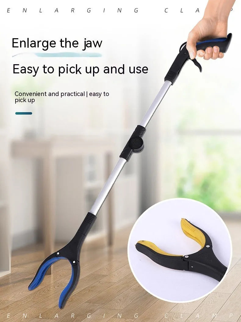 Folding aluminium alloy garbage pickup clamp with magnet sucker showing blue handle option