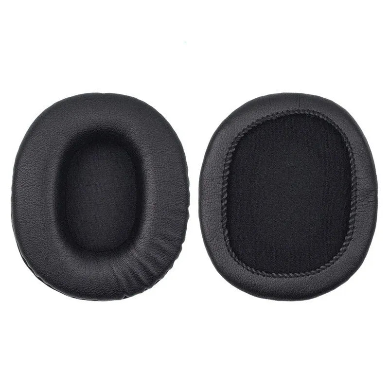 A pair of black soft PU leather replacement earpads for Sony 1R headphones.