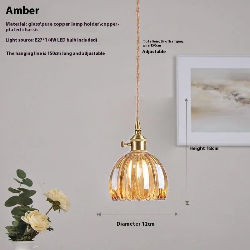 Vintage glass flower bedside chandelier in Nordic style with multiple colour options