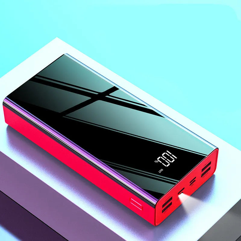 Large-capacity 40000mAh power bank with LCD display in plastic shell available in Chinese red and black