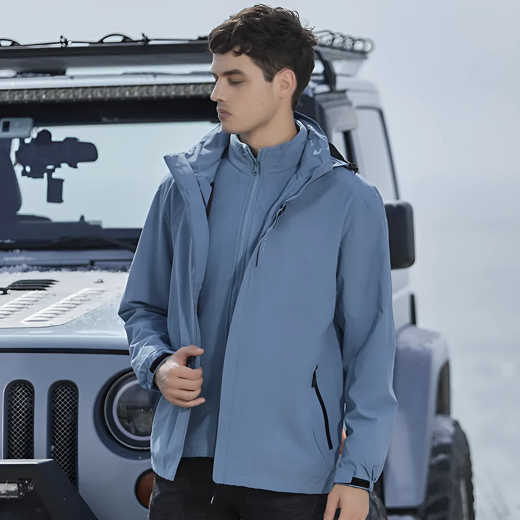 Men's removable waterproof mountaineering suit with polar fleece lining in fluorescent colours
