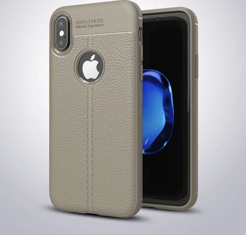 WeFor fitted phone case for OnePlus 6 in black, showing PU leather back and soft silicone sides.