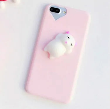 3D cartoon cat design silicone phone case for iPhone models on white background