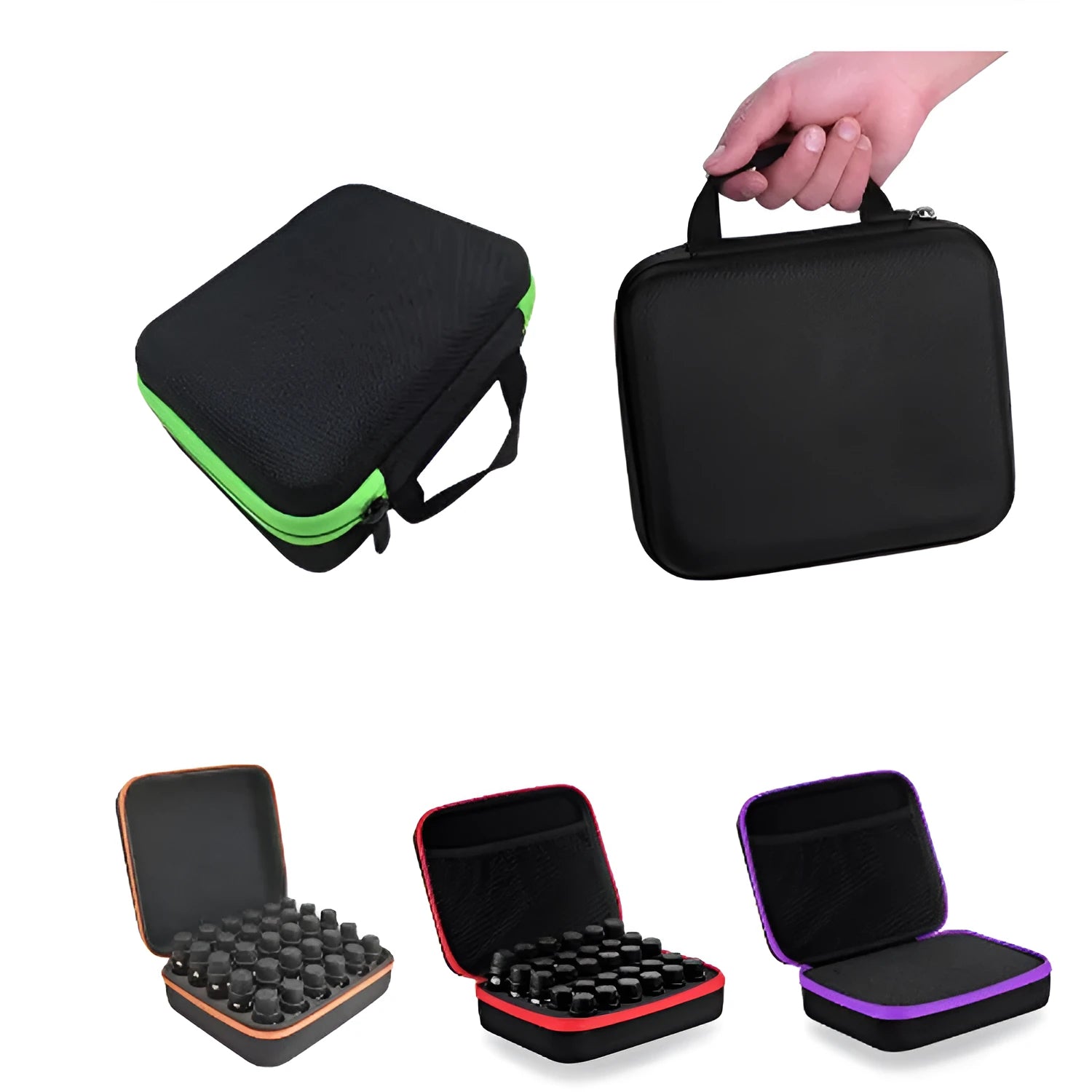 Cube-shaped essential oil storage bag with 30 compartments for 15ml bottles, wall-mounted design in various colours