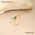 Open-ended stainless steel ring featuring a geometric heart shape with an inlaid zircon stone.