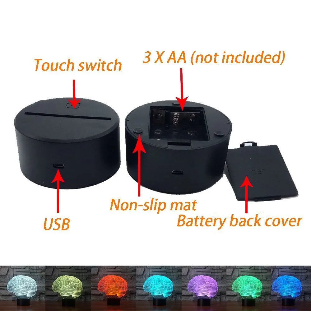 3D acrylic stereoscopic illusion LED desk lamp with remote control on a table