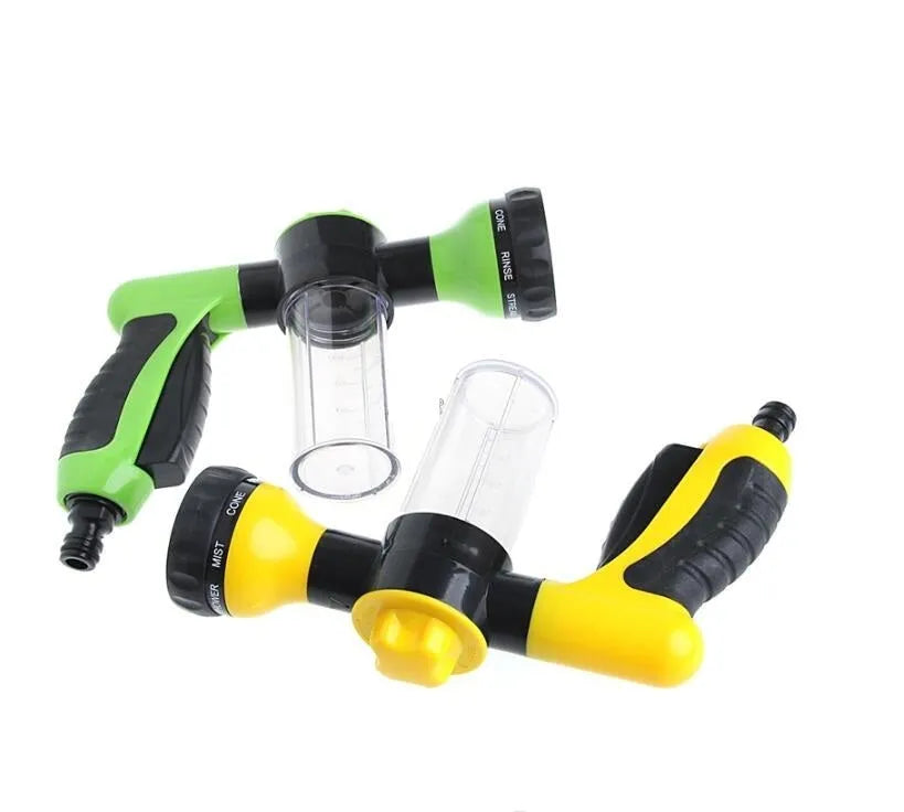 High pressure foam spray gun with adjustable nozzle in green, yellow or black colours