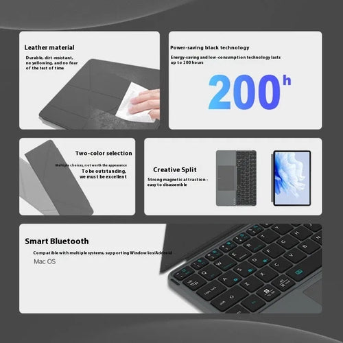 Grey Bluetooth folding keyboard for mobile phones and tablets in folded position