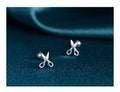 Pure silver ear nail earrings with screw-style fastening for women's ear piercings