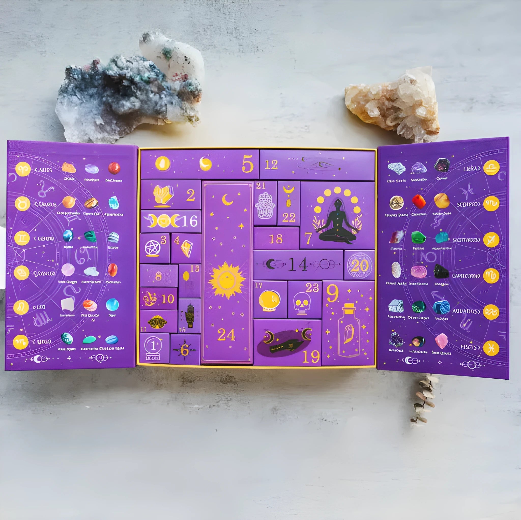 Halloween countdown gift box with festive paper design measuring 33.5cm wide