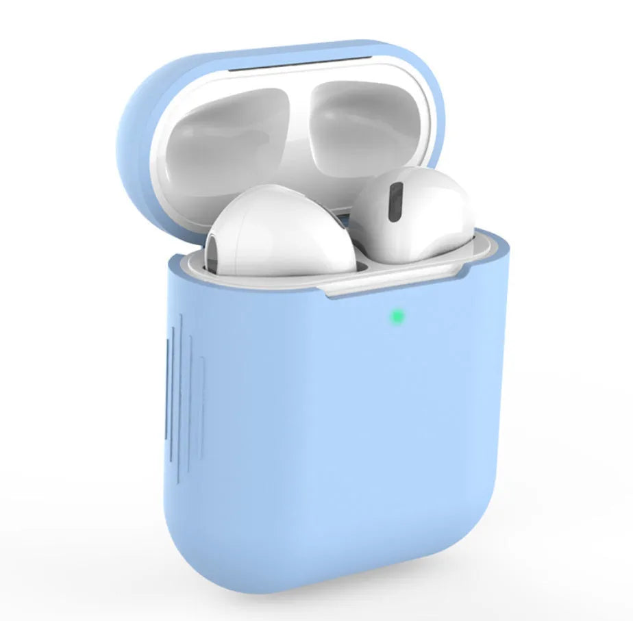 Silicone protective case cover for Apple AirPods 2 wireless headphones in multiple colour options.