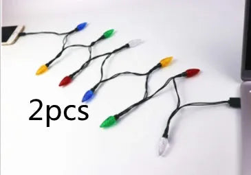 Green USB charging cable with ten flashing LED lights used for room decoration and night lighting
