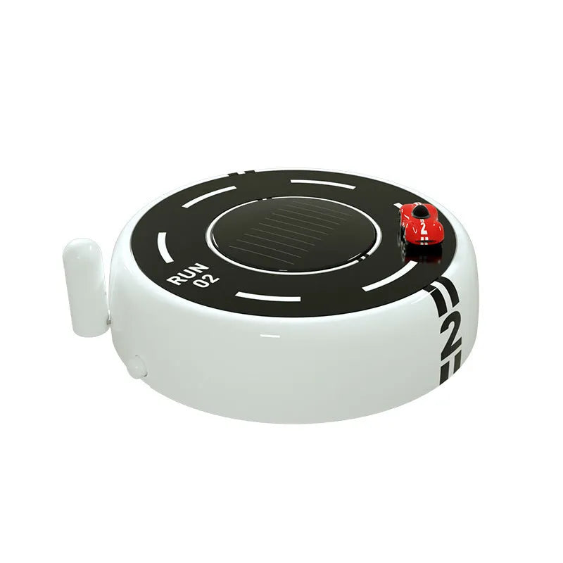 Round solar-powered car fragrance diffuser with LED lights in modern design