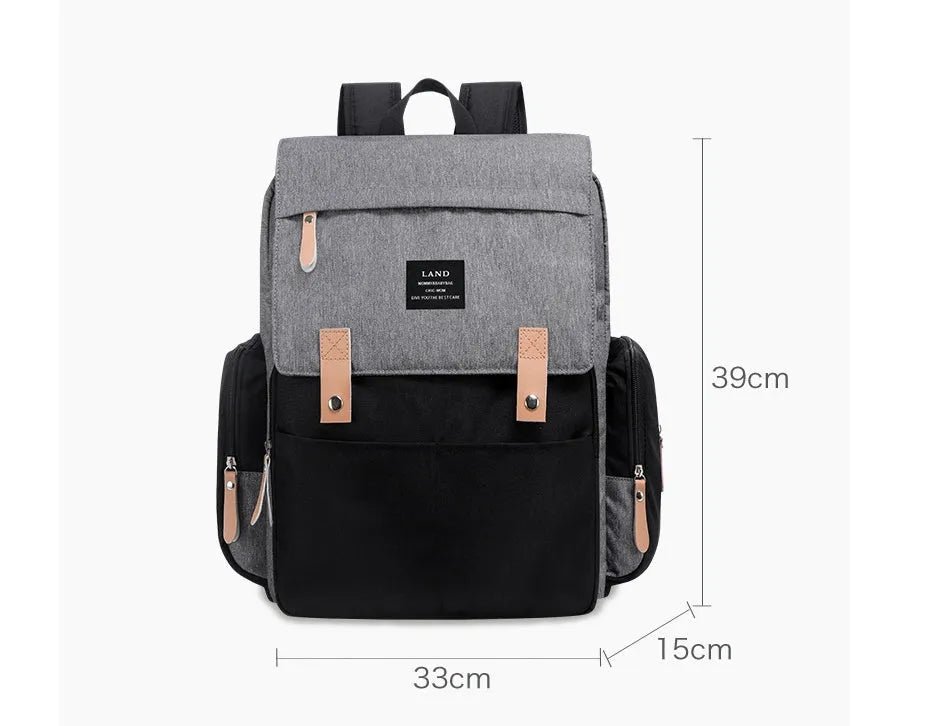LAND Mommy large capacity Oxford cloth diaper backpack with changing mat in multiple colour choices