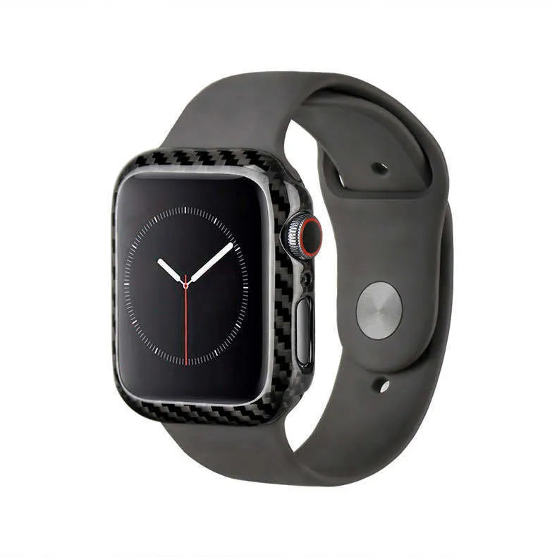 Carbon fibre and leather half-wrap case for black Apple Watch Series 4 44mm