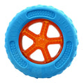 Set of three TPR dog toys: a squeaky ball, barbell and floating tires for water fetch.