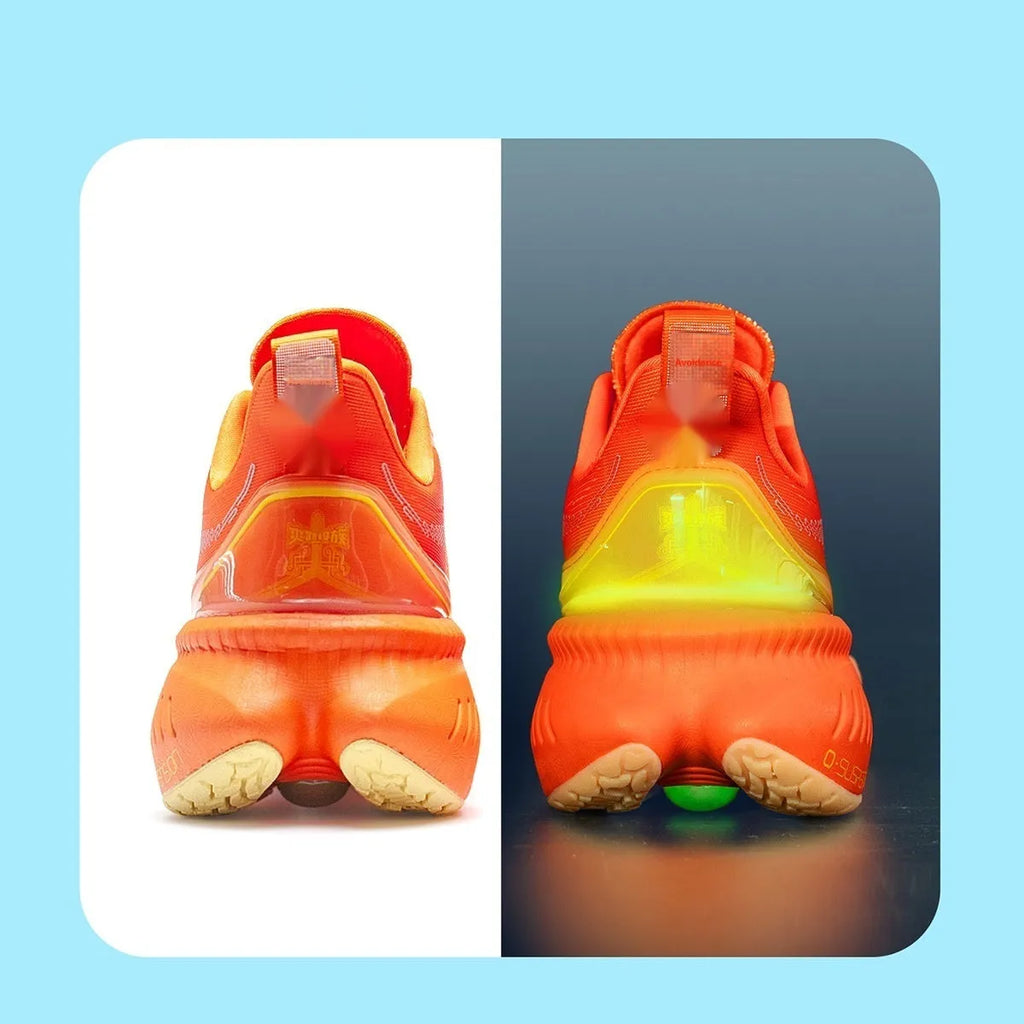Low top running shoes with striped pattern, embroidery details, and rubber sole in multiple colour options